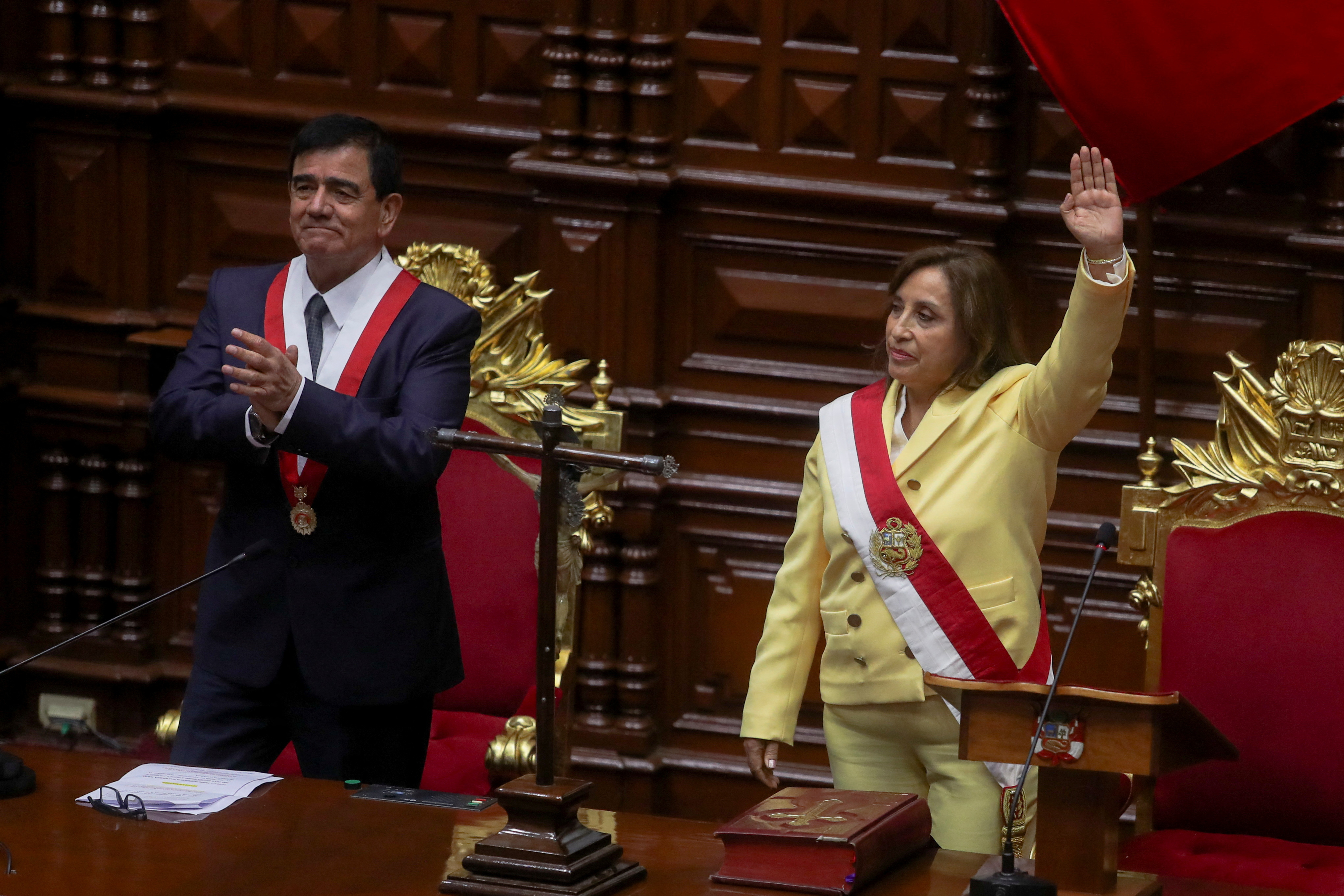 Peruvian Vice President Boluarte's swearing-in after Congress approved removal of President Castillo, in Lima