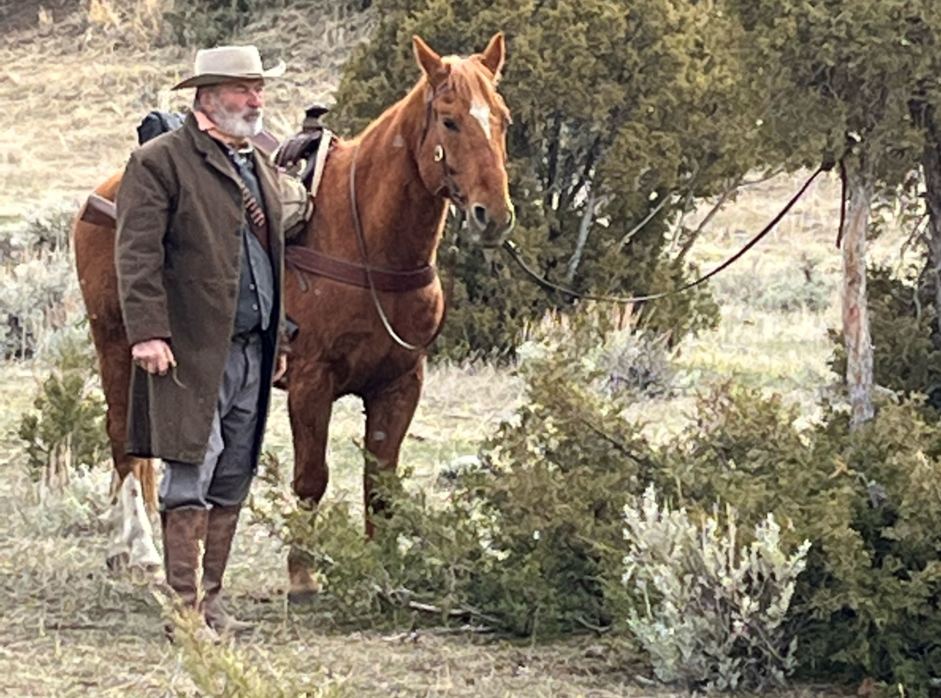 Alec Baldwin works on the set of the movie "Rust" on the first day that filming resumed in Livingston