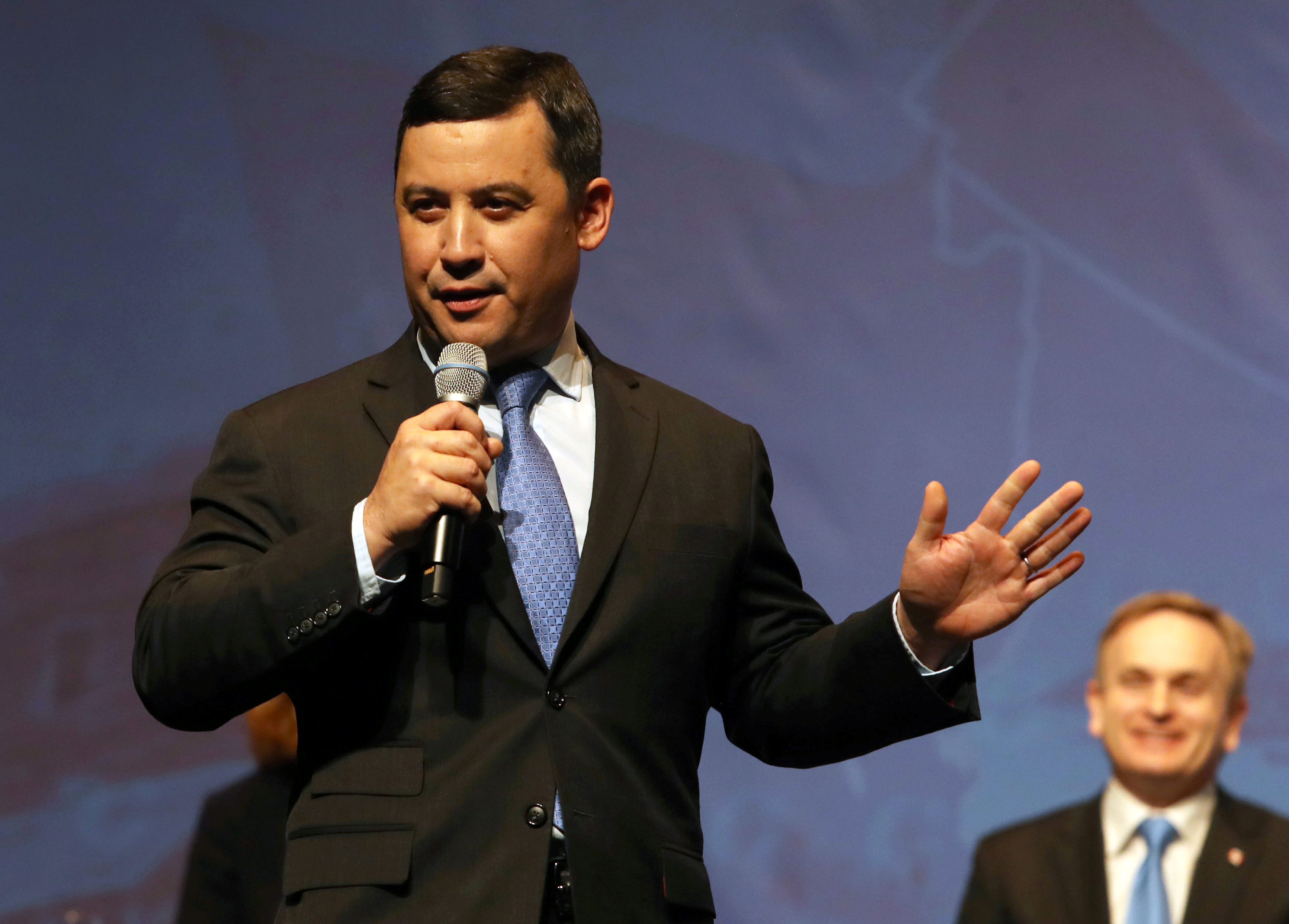 Conservative Party Leadership candidate Michael Chong,  addresses crowd at the Conservative Party of Canada's final televised debate.