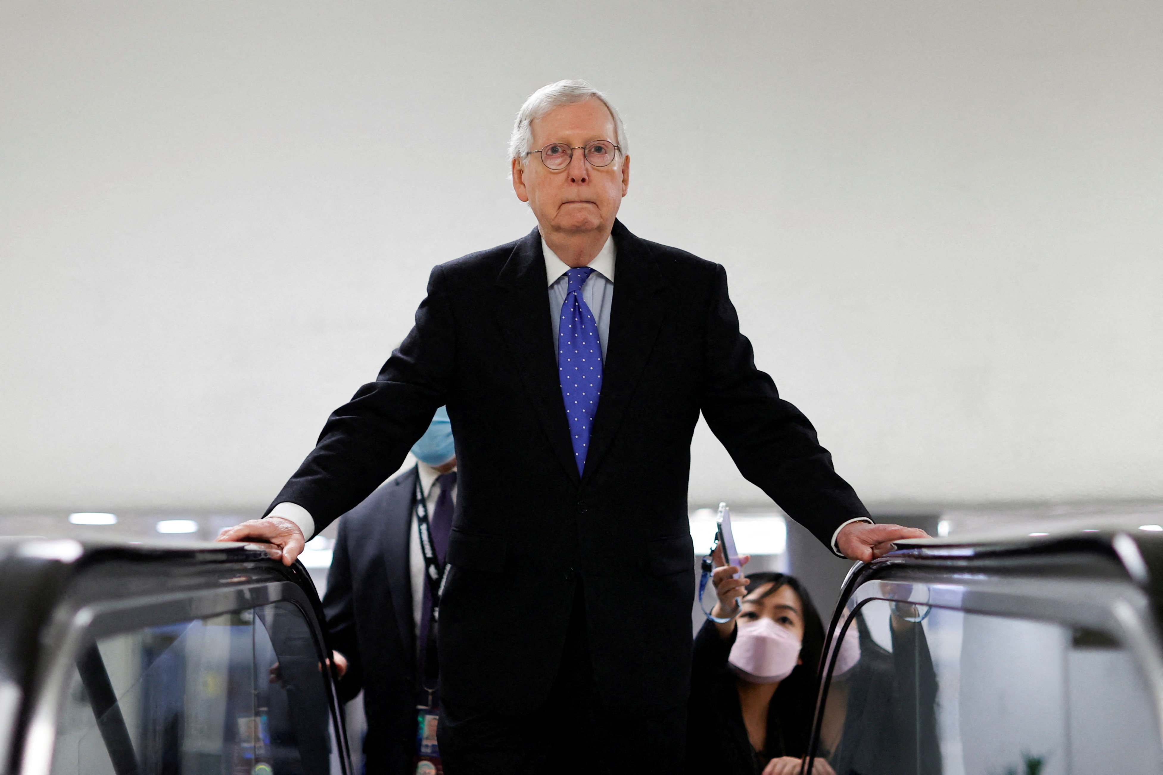 U.S. Senate Minority Leader Mitch McConnell (R-KY) arrives at the U.S. Capitol after a Senate Republican caucus luncheon in Washington, U.S. January 12, 2022.  REUTERS/Jonathan Ernst/File Photo