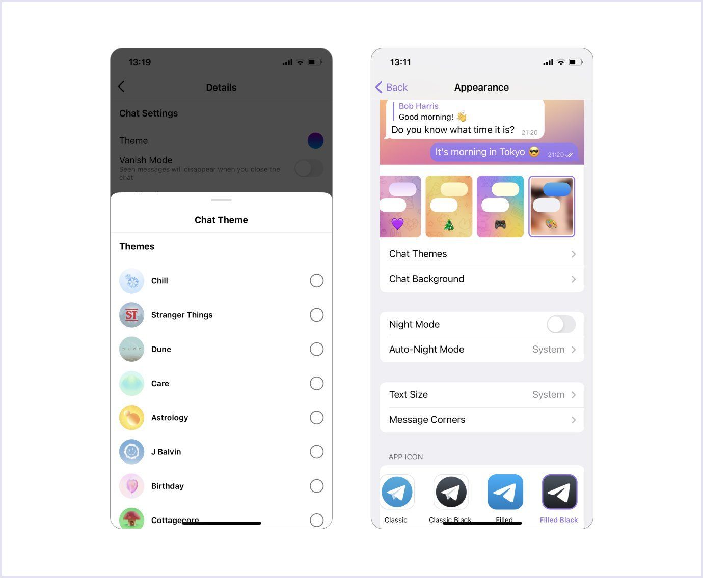 Example of UX Design Trend by Instagram, Telegram