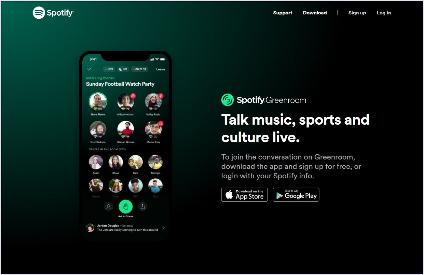 Example of Audio App UX Trend by Greenroom