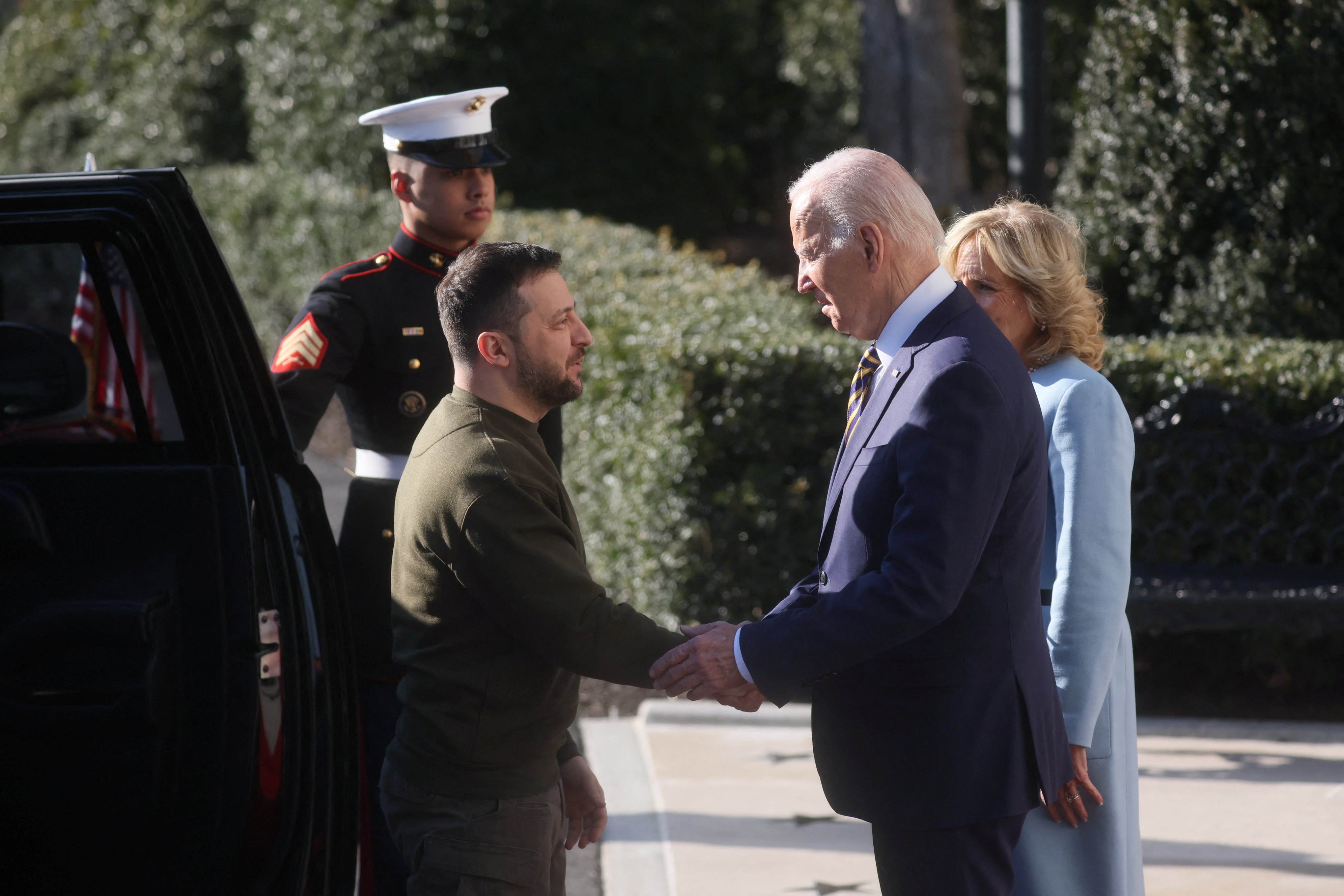 U.S. President Biden welcomes Ukraine's President Zelenskiy at the White House in Washington
